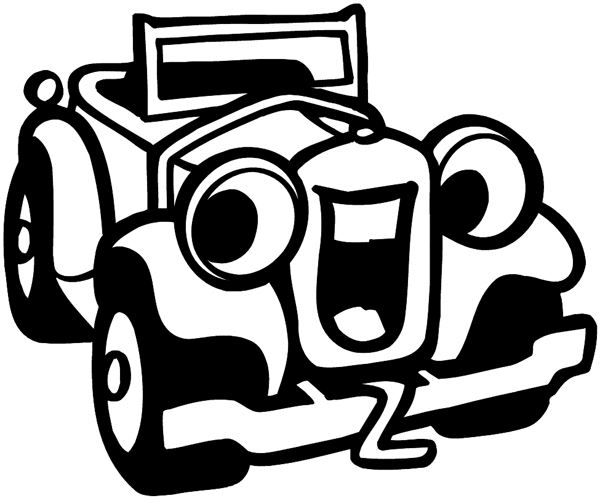 Comic vintage car with crank vinyl sticker. Customize on line.       Autos Cars and Car Repair 060-0309 